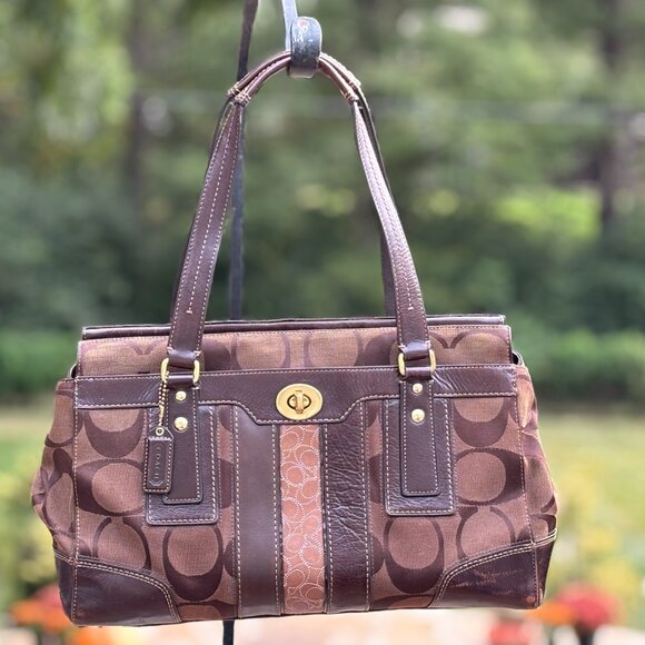 Coach Brown Hamton Signature Shoulder Bag # 11072 - Picture 3 of 14